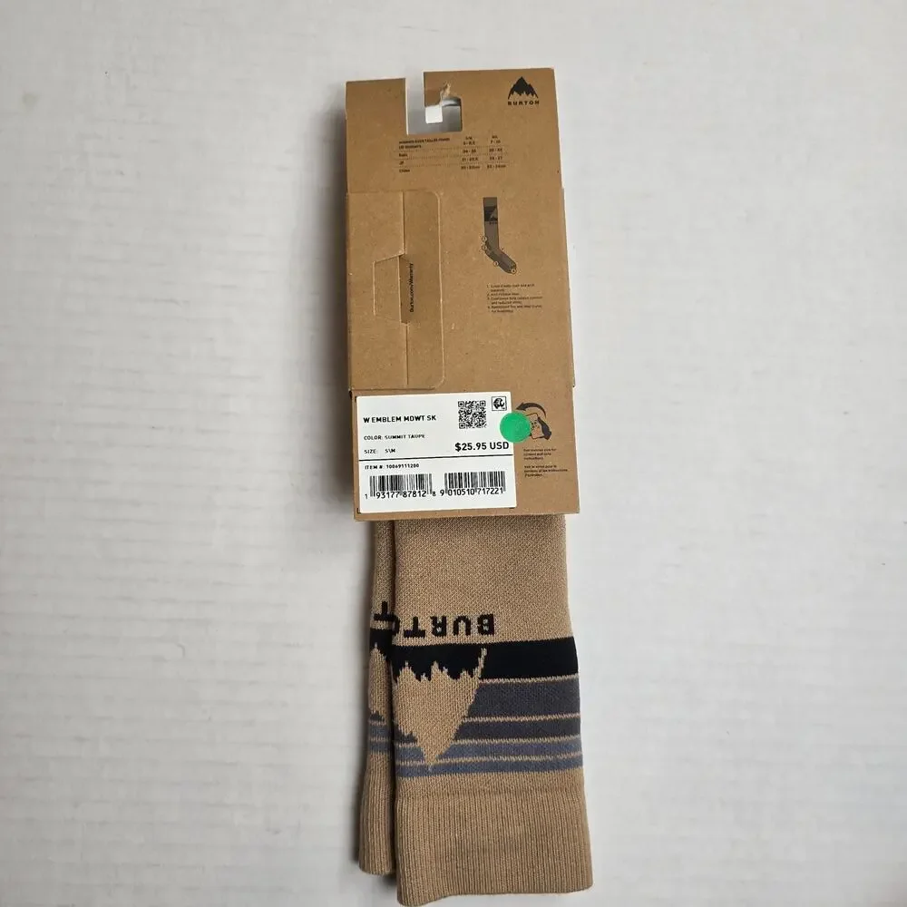 Burton Womens Size S/M (4-6.5) Emblem Midweight Socks Summit Taupe